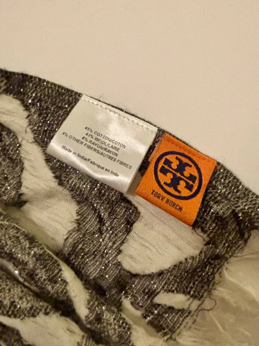 Tory Burch Brown Metallic Fringed Scarf
